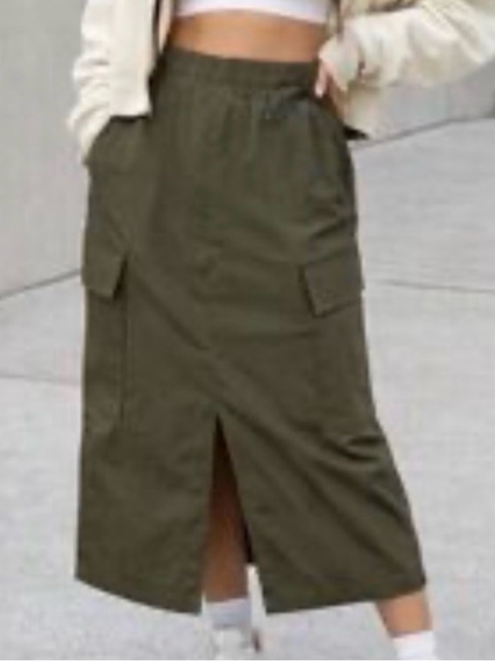 Halara Cargo Midi Skirt Olive Green Size Large New With Tags